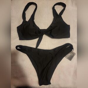 Zaful Tie Front Bikini Set Size: Large